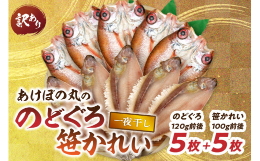 【訳あり数量限定】あけぼの丸ののどぐろ・笹かれい一夜干しセット 【146_2019】