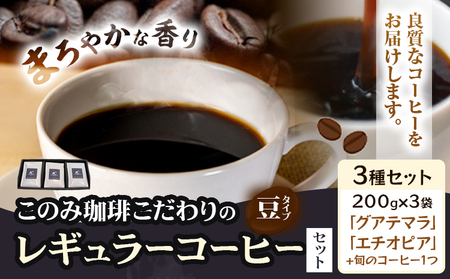 コーヒー 珈琲 珈琲豆 レギュラーコーヒー 豆タイプ セット 3種 このみ珈琲《30日以内に発送予定(土日祝除く)》ギフト 福岡県 鞍手町 送料無料