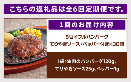 【全6回定期便】【福岡工場直送】ジョイフル ハンバーグ 30個 ( てりやきソース +ペッパー)《築上町》【株式会社　ジョイフル】[ABAA046] はんばーぐ 生ハンバーグ 冷凍ハンバーグ 牛肉ハン