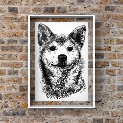 ふるさと納税 大垣市 A4 文字だけを使った しばいぬ 絵画「MojiBa(R) -文字ベースアート(R)-」 |  | 02