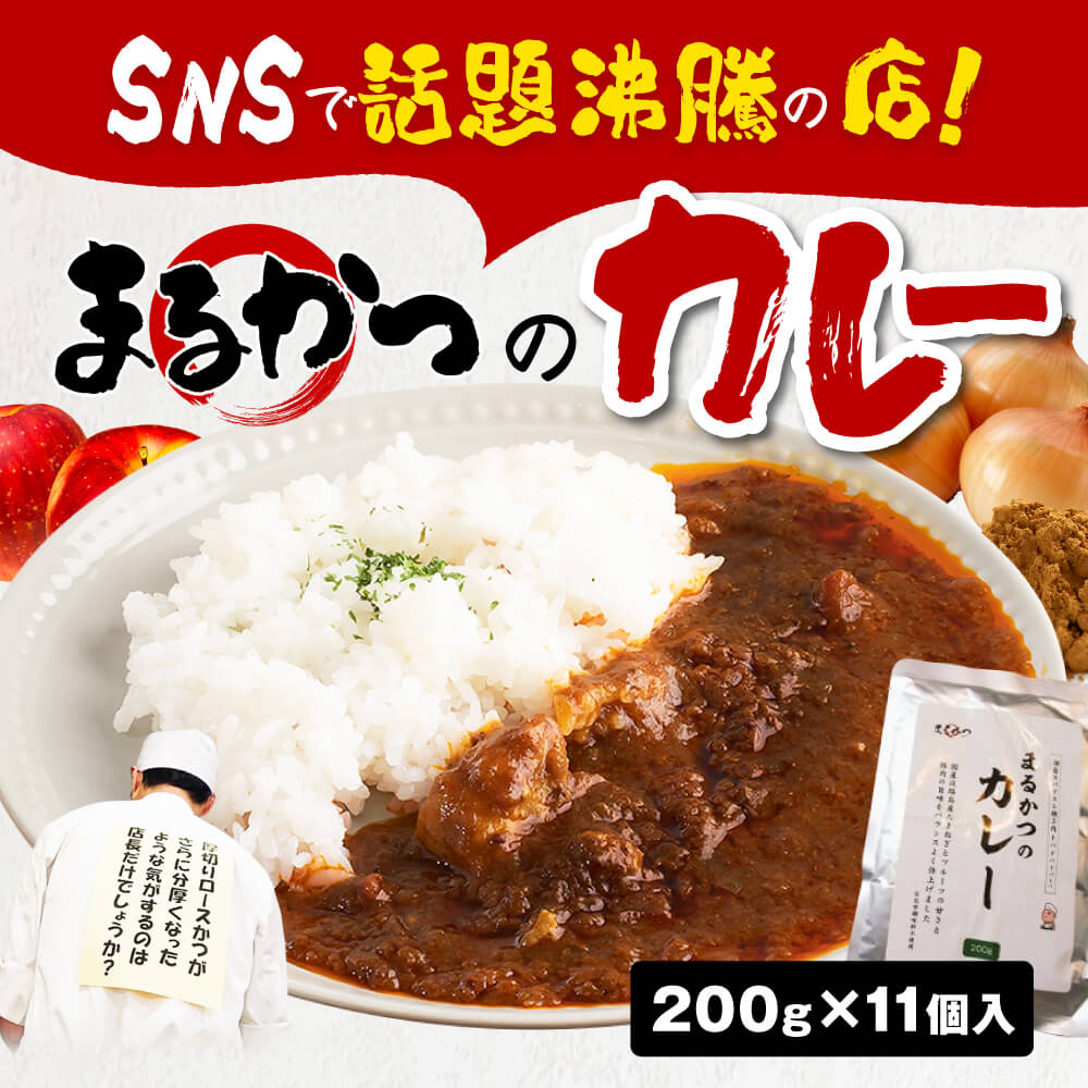 【ふるさと納税】カレーライス まるかつのカレー 200g×11個 大行列のお店 名店 カレー レトルト レトルトカレー スパイス 豚 ひき肉 手軽 簡単 ギフト プレゼント 自宅用 手土産 贈答品 内祝い SNS話題 ふるさと納税 返礼品 なら 奈良県 奈良市