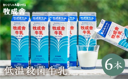 明治30年創業の牛乳屋 牧成舎の低温殺菌牛乳 1L×6本[A0086w] 