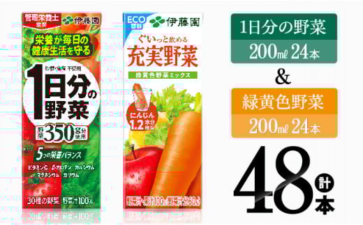 1日分の野菜＆緑黄色野菜（紙パック）48本 【伊藤園 飲料類 野菜 緑黄色 野菜ジュース セット 詰め合わせ 飲みもの】