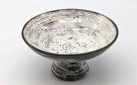 【瀬戸焼】三島印花高台鉢 【山長陶苑】 / 鉢 食器 和食器 / 瀬戸市[BBBH059]