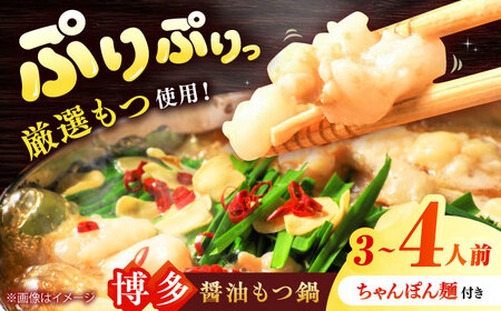 博多醤油もつ鍋 3〜4人前セット 吉富町/株式会社MEAT PLUS[BGAB001]