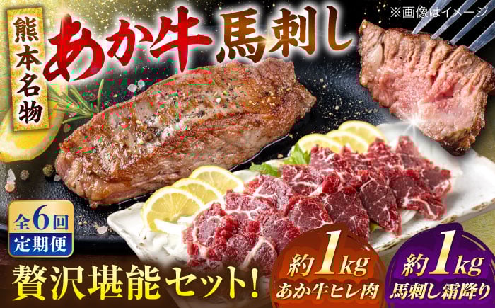 
            【全6回定期便】熊本の贅沢 あか牛 ヒレ肉 約1kg 霜降り 馬刺し 約1kg 堪能セット 【合同会社 たべたせいか】 [AYCB043]
          