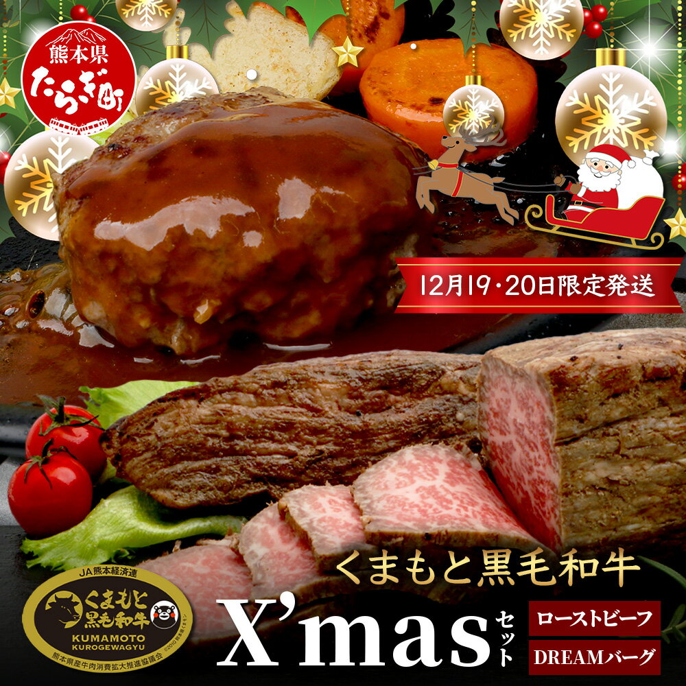 【ふるさと納税】くまもと 黒毛和牛 《クリスマス セット》ローストビーフ 500g ・DREAMバーグ 150g×5パック ※12月19・20日限定発送※ 黒毛 和牛 100％ ハンバーグ ごちそう ロースト ビーフ クリスマス X'mas パーティ 聖夜 冷凍 熊本 送料無料
