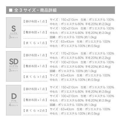 ふるさと納税 柳川市 羊毛混 布団セット シングルロング (オリーブグレー色) フランス産プレミアムウール使用 |  | 03