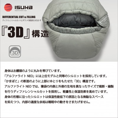 イスカ《シュラフ寝袋》アルファライト NEO 700 グレー アウトドア・キャンプ。【ISKOT】