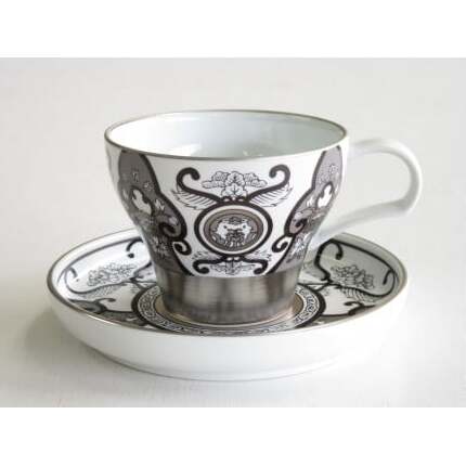 ARITA PORCELAIN LAB(アリタポーセリンラボ) JS古伊万里草花紋・ペアカップ＆ソーサー  有田焼 モダン スタイリッシュ モノトーン コーヒー 紅茶 A95-18_イメージ2