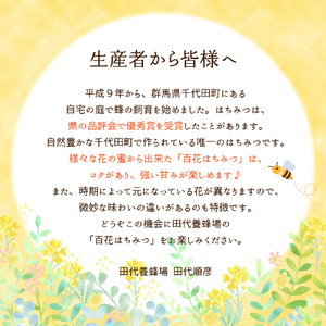 《2026年7月発送》 はちみつ 【千代田町の蜂蜜】600g 百花蜂蜜 群馬県 千代田町 ＜田代養蜂場＞※沖縄・離島配送不可 