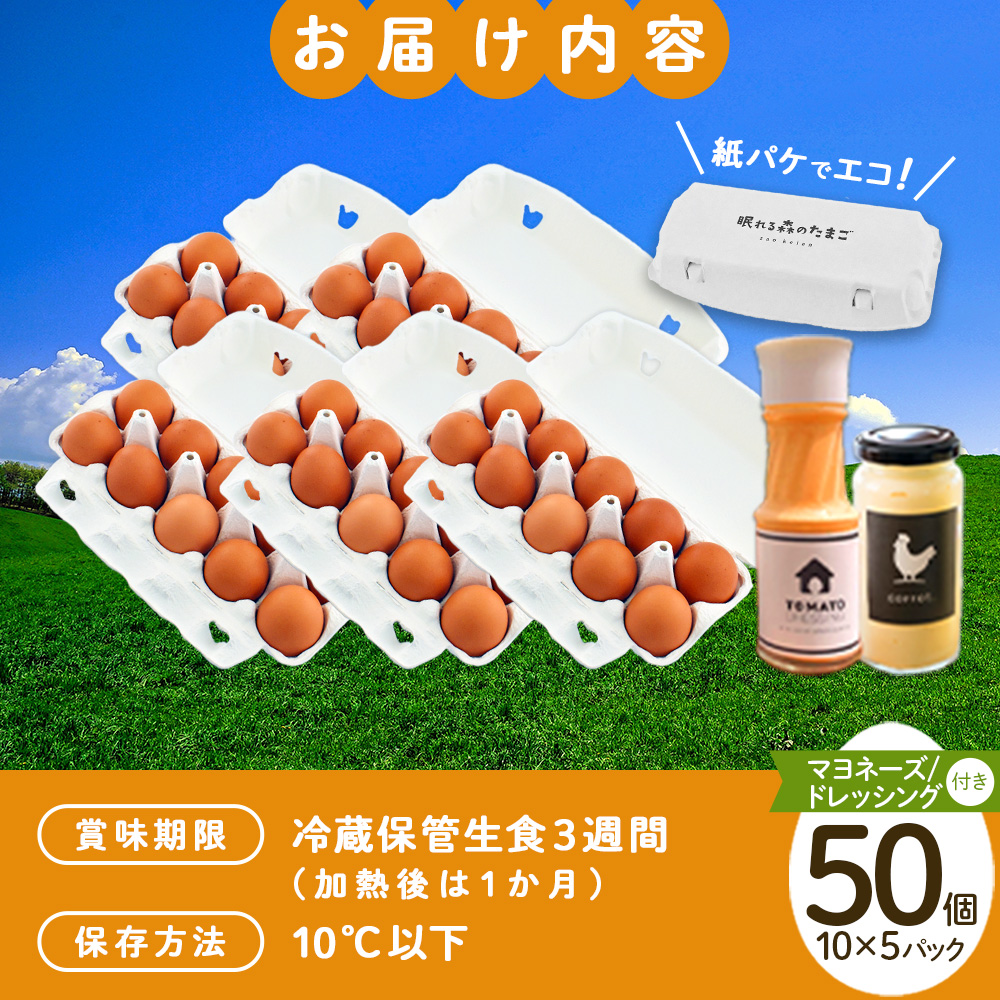 蔵王鶏園　眠れる森のたまご　朝採れ卵50個と自家製マヨネーズ・ドレッシングセット　【04301-0181】_イメージ4