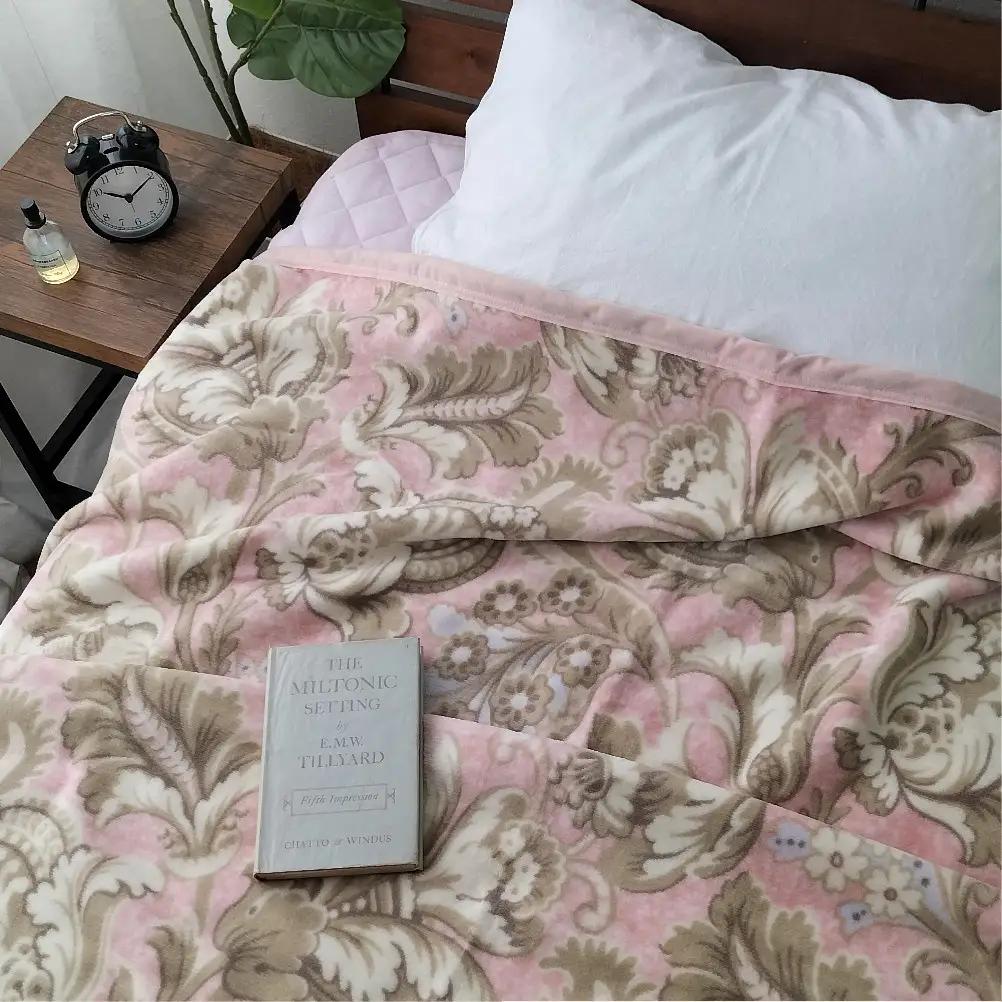 椿オイル加工 ふんわり綿毛布 シングルサイズ 約140×200cm ピンク CNM-300-PI