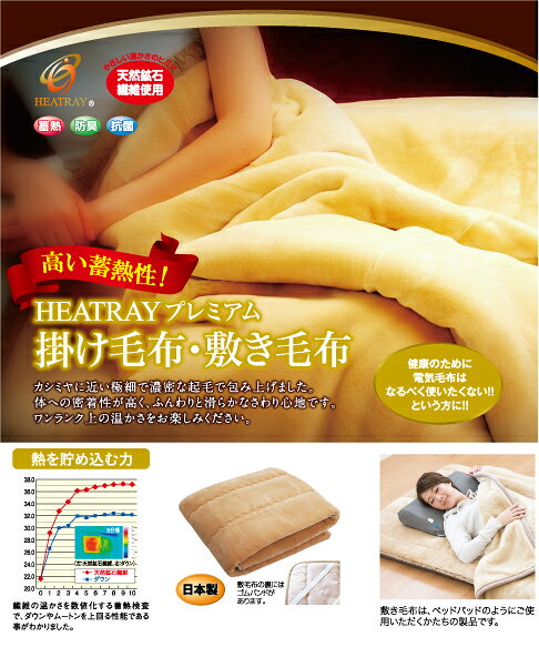 【ふるさと納税】HEATRAY プレミアム敷き毛布/ 送料無料 福井県 越前市 寝具 毛布 睡眠 防寒 冷え対策 温活 腰痛 生理痛 冬 あったかグッズ （18209)