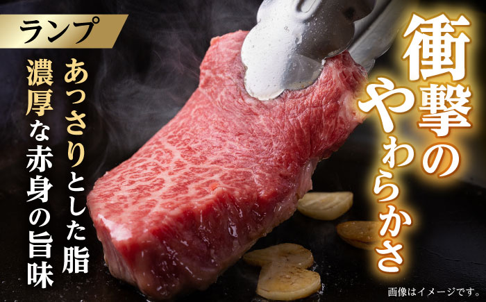 【3回定期便】【贅沢赤身セット】 モモ ステーキとランプ ステーキ 総計600g (150g×4枚) / モモステーキ ランプステーキ 長崎和牛 A4～A5ランク / 諫早市 / 野中精肉店 [AHC