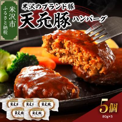 ふるさと納税 米沢市 米沢のブランド豚 天元豚 ハンバーグ 5個 ( 1個 80g )