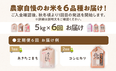【 令和7年産 】6品種 食べ比べ定期便 5kg ×6回 6か月 計 30kg 米 こめ ごはん 白米 岐阜県産 本巣市 お米 精米 おにぎり 弁当 やわらかい もちもち 旨味 甘い 和食 寿司 アグ