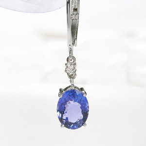 ピアス プラチナ Pt900 タンザナイト 大粒 オーバル4.0ct ダイヤモンド 0.06ct フレンチフックピアス レディース 揺れるピアス キャッチレス クリスマス 12月 誕生石 ジュエリー 