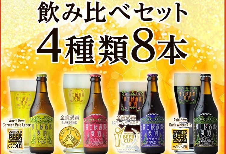 【富士河口湖地ビール】富士桜高原麦酒（4種8本セット）金賞クラフトビール飲み比べ