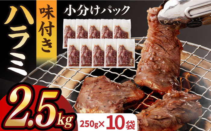 
            ハラミ【塩だれ】九州産和牛ハラミ 2.5kg（250g×10袋）長与町/岩永ホルモン [EAX088] 国産 こくさん 牛肉 ハラミ 牛ハラミ はらみ 小分け 味付き サガリ 焼肉 焼き肉 塩 しお 冷凍 焼肉 焼き肉 やきにく 九州
          