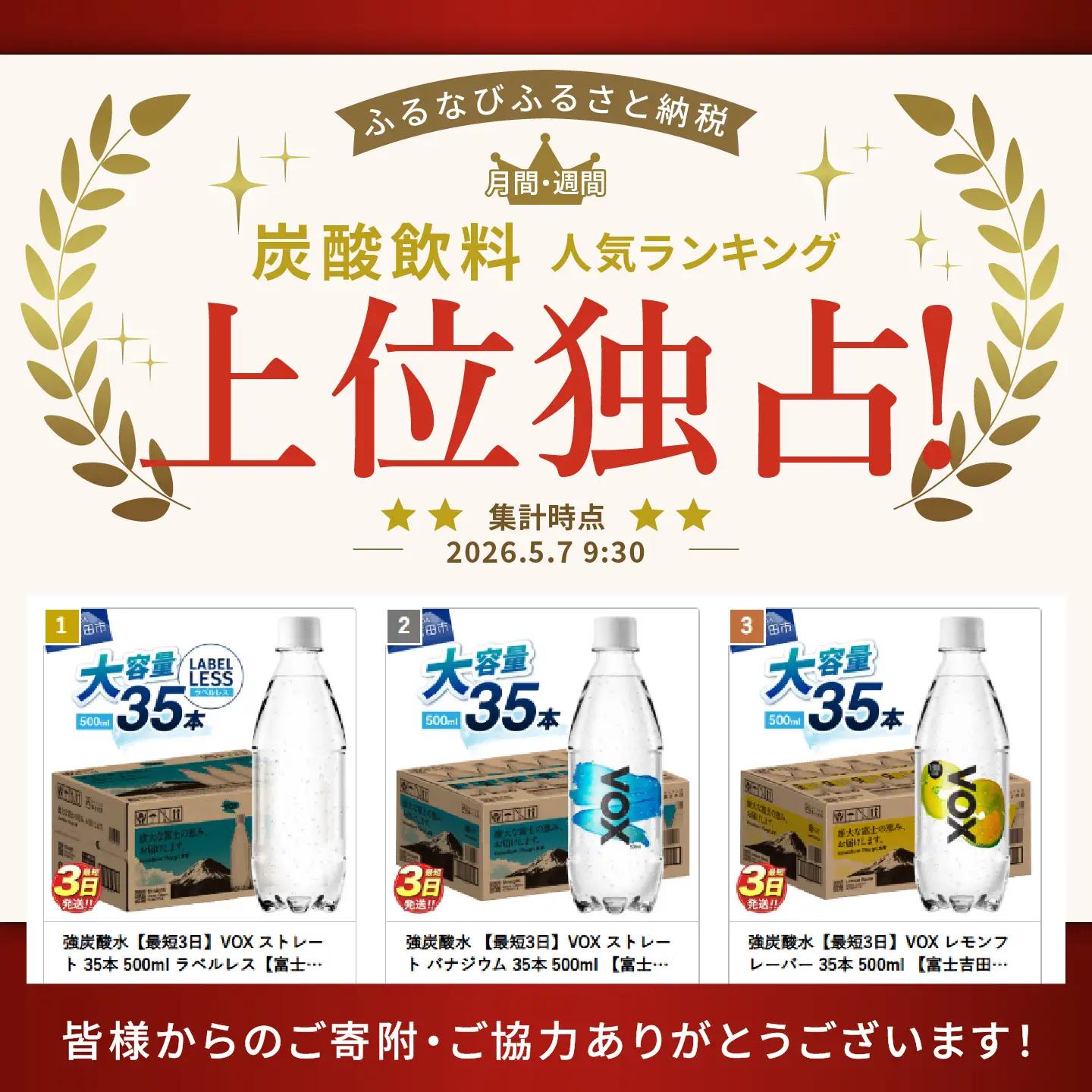 強炭酸水 【最短3日】VOX ストレート バナジウム 35本 500ml 【富士吉田市限定カートン】炭酸