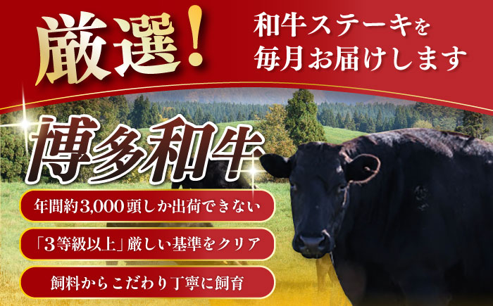 【全6回定期便】博多和牛 食べ比べ ステーキ 定期便 ( サーロイン / ヒレ / シャトーブリアン ) <毎月 2枚 × 200g お届け！>《築上町》【久田精肉店】 肉 和牛 牛 精肉 [ABCL140]