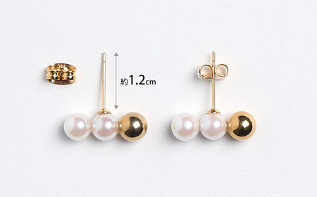 【7営業日以内発送】あこや真珠 ピアス 5.5-6.0mm サージカルステンレス 316L 3連 トリプル パール レディース アクセサリー ゴールド