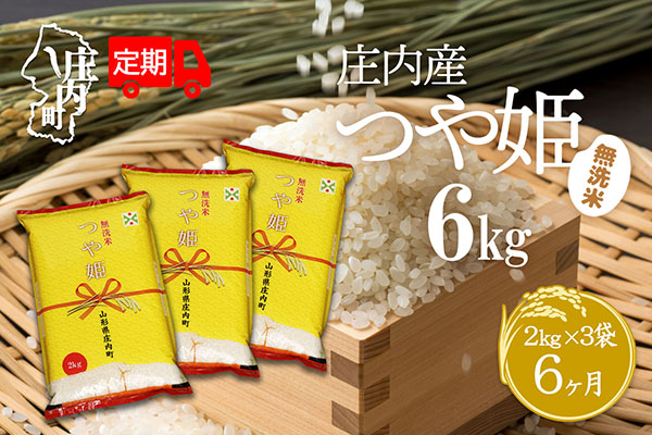 ＜10月下旬発送＞庄内米6か月定期便！つや姫無洗米 6kg（入金期限：2025.9.25）