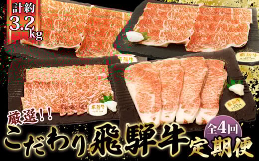 【厳選こだわり牛肉800g定期便】4ヵ月楽しめる贅沢味尽くし [No.1043] ／ 飛騨牛 Ａ5等級 希少 旨味 ブランド牛 やきにく 雌牛 冷凍 岐阜県 特産