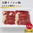 【ふるさと納税】【12回定期便】ジビエ 天然 イノシシ肉 おまかせ焼肉セット 1,200g （ロース・モモ・バラ）/ 猪 いのしし イノシシ 猪肉 お肉 焼き肉 BBQ 冷凍 九州産 長崎県産【照本食肉加工所】 [OAJ036]