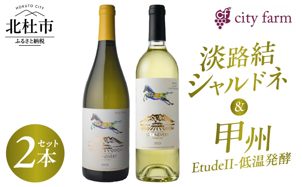 
                  淡路結シャルドネ2024・甲州2025【Etude II-低温発酵】2本セット　ワイン 白ワイン 数量限定 国産ワイン 山梨県産 ぶどう お酒 贈り物 母の日 父の日
                
