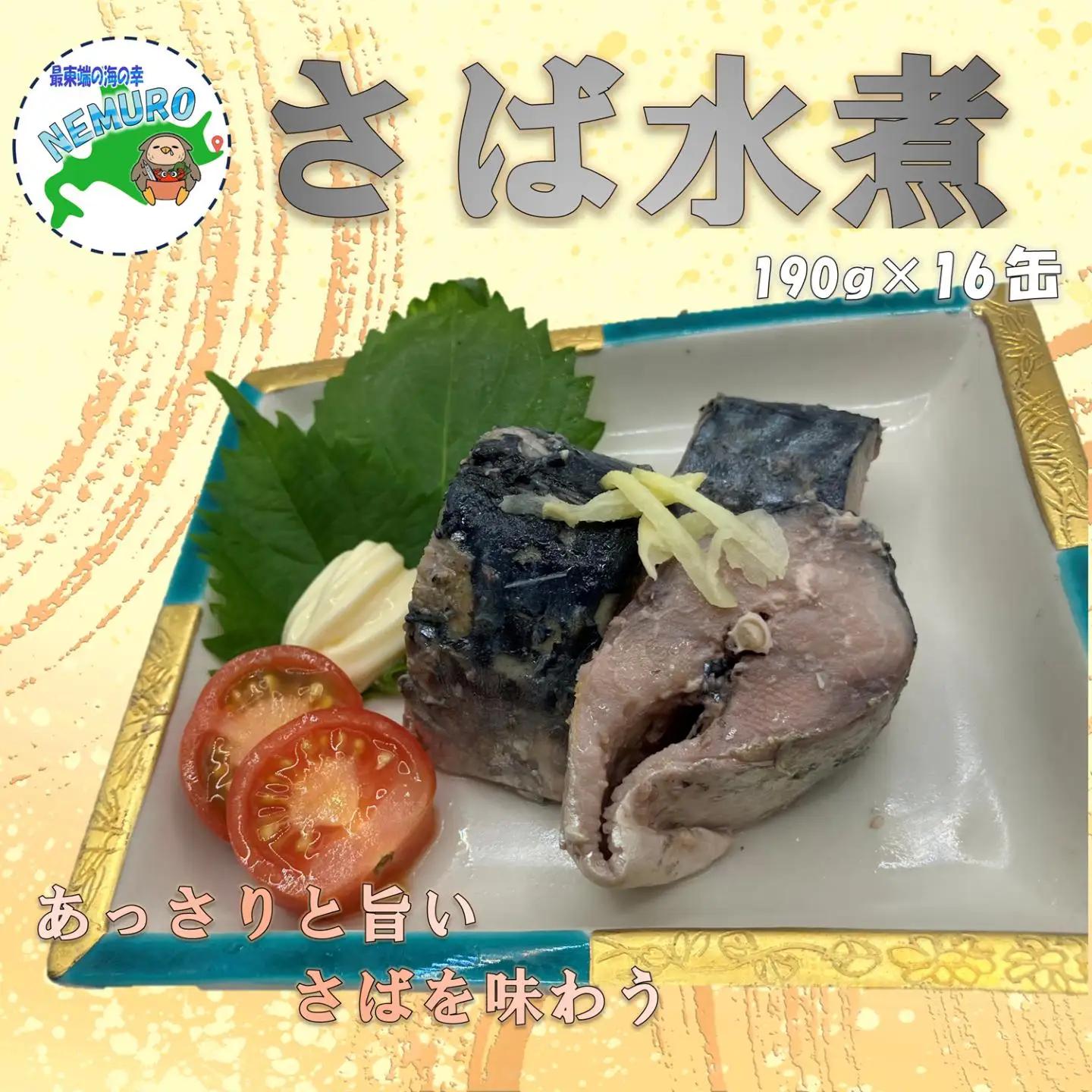 【北海道根室産】さば水煮190g×16缶 B-78027