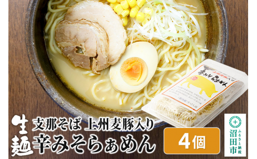 
関麺 支那そば 上州麦豚入り辛みそらぁめん 4個
