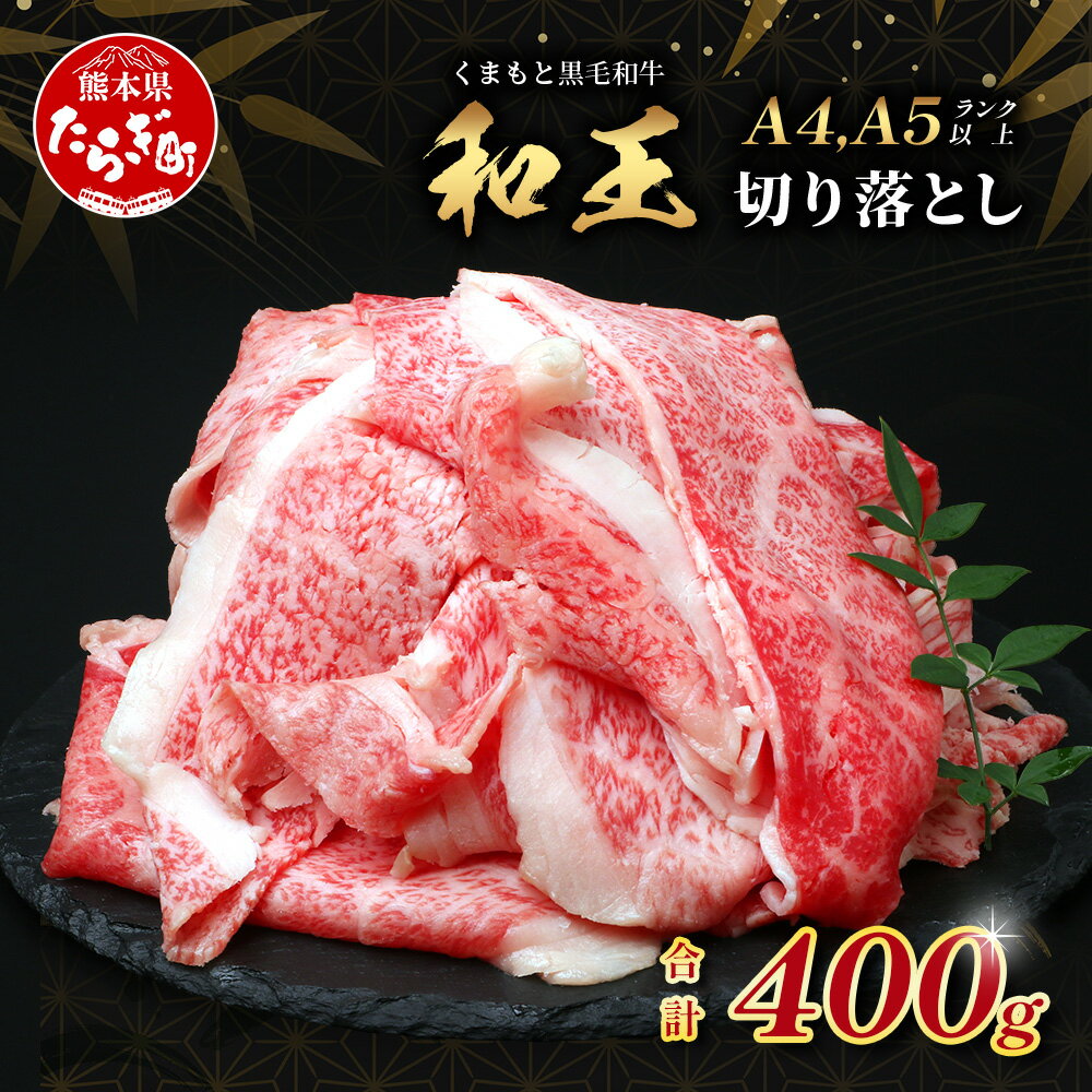 【ふるさと納税】【極 和王】 くまもと黒毛和牛【 和王 】切り落とし 400g ブランド牛 最高級グレード 極み 上質 旨味 霜降り 上質 旨味 上級 牛肉 黒毛 和牛 国産 冷凍 A4 A5 熊本県 送料無料