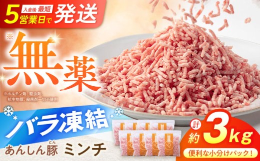 《バラ凍結》 ミンチ 約 3kg（380g×8袋）豚肉 肉 小分け ミンチ肉 離乳食 冷凍 豚ひき肉 ひき肉 豚ミンチ 国産 パラパラ 大容量 ぶた肉 挽肉 豚挽き肉 お肉 お肉セット ハンバーグ 餃子 麻婆豆腐 おかず 夕食 昼食 朝食 美味しい 白川 3kg 豚 あんしん豚 メンチカツ ミンチカツ 挽き肉 コロッケ 2万2千円 22000円 白川町 / 藤井ファーム [AWAF034]