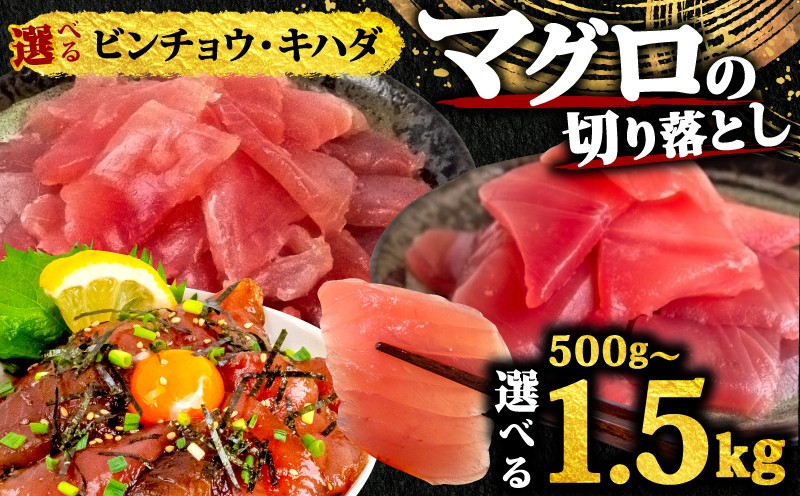 
            【 訳あり 】 選べる マグロ 切り落とし 500g~1.5kg キハダマグロ ビンチョウマグロ サイズ 不揃い 魚 海鮮 魚介類 新鮮 国産 国産マグロ 刺し身 刺身 切身 手軽 便利 ご飯のお供 おかず 惣菜 ふるさと納税 人気 ふるさと納税まぐろ ふるさと納税鮪 TY062
          