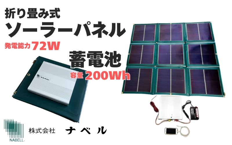 折り畳み式ソーラーパネルと蓄電池【nanoGrid】【nabe0003】