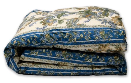 ホワイトダックダウン85%入り(1.0kg使用) 日本製羽毛掛けふとん シングルロングサイズ(約150×210cm) ブルー色 NUF-2750[1174]