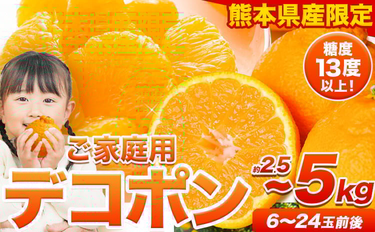 
                  先行予約 デコポン 訳あり デコポン 約5kg 前後 (約12-24玉前後) 約2.5kg 前後 (約6-12玉前後)《2026年2月上旬-4月末頃出荷》個別光センサー選果 不知火 熊本県産 (長洲町産含む) 糖度13度以上 フルーツ 旬 柑橘 しらぬい みかん でこぽん
                