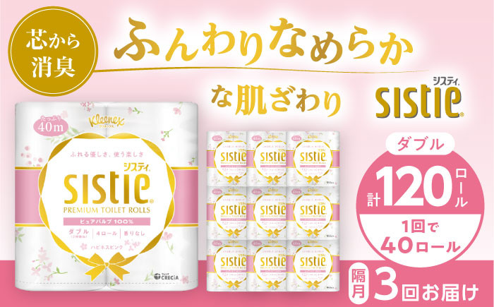 
            【全3回定期便(2ヵ月に1回)】クリネックス システィ（ダブル） 40ロール(4ロールｘ10パック)【日本製紙クレシア株式会社】開成町 トイレットペーパー トイレットロール ダブル まとめ買い  定期便 [BDAM005]
          