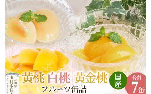 Sanuki フルーツ缶詰 東北産黄桃・黄金桃・2つ割り白桃缶詰 計7缶セット