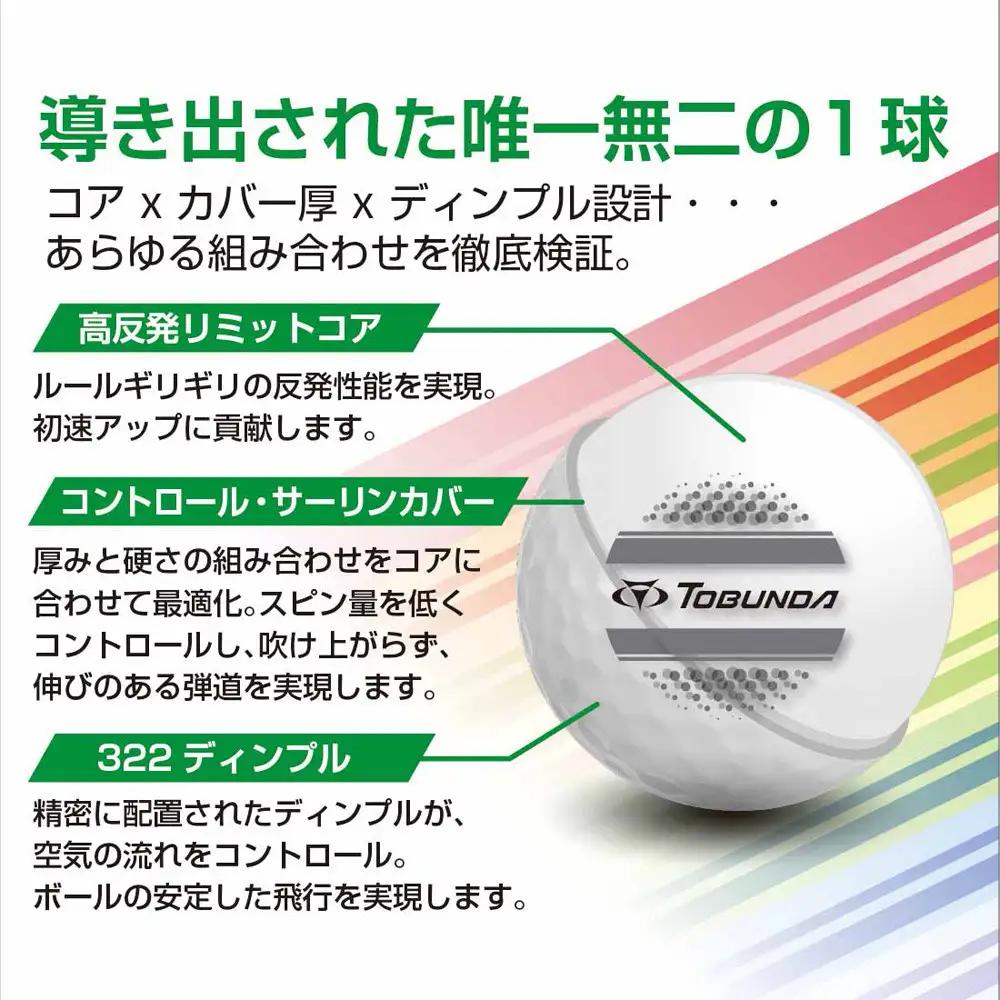 ゴルフボール トブンダ/サックスブルー×パープル/4面アライメント/12球
