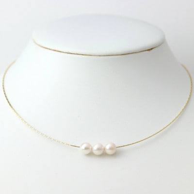 K18あこや真珠7.5-8.0mmオメガタイプ スルーネックレス【配送不可地域：沖縄県】