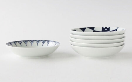 【波佐見焼】京伝小紋 丸 小皿 6枚セット 【奥川陶器】[KB80]