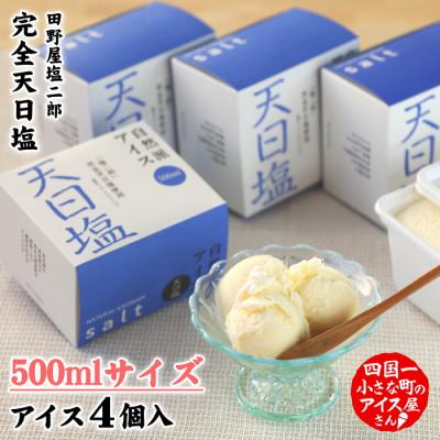 ふるさと納税 田野町 【四国一小さなまちのアイス屋さん】≪松崎冷菓≫自然派アイス　天日塩500ml×4個セット