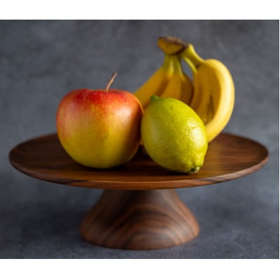 ウォールナットの木製ケーキスタンド30×30×10cm 900g【1604763】