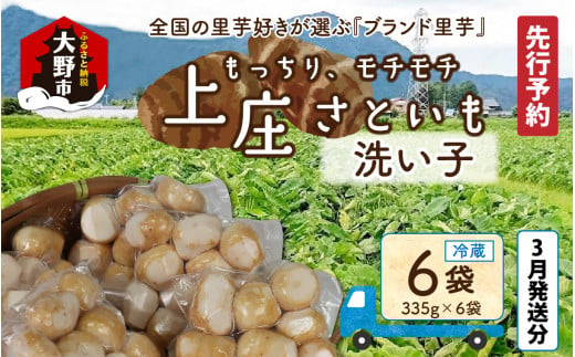 【先行予約】【3月発送分】満天☆上庄産さといもの「洗い子（335g×6袋）」 日本一の味をめざし、有機肥料配合、減農薬栽培の「独自栽培」で作る洗い子