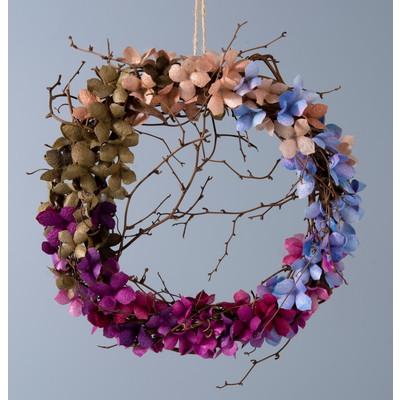 ふるさと納税 村上市 【繭玉から生まれる花 まゆ花(シルクフラワー)】まゆ花リース アジサイ B4067
