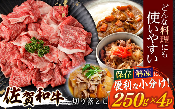 佐賀和牛 切り落とし 計1kg(250g×4p) / 佐賀和牛 佐賀県産黒毛和牛 牛肉【一ノ瀬畜産】 [NAC031]