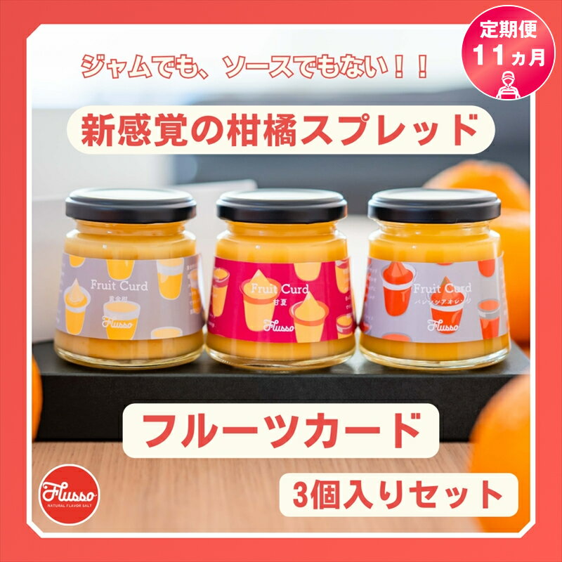 【ふるさと納税】【定期便 11ヵ月】フルーツカード 詰め合わせ 3個入りセット 新感覚の柑橘スプレッド 果実 ジャム ソース ディップ 【 家庭用 自宅用 贈答品 贈答用 ギフト お取り寄せ お中元 お歳暮 贈り物 お祝い 神奈川県 小田原市 】
